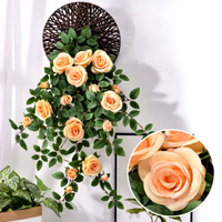 Guirlandes de roses artificielles en soie, plantes vertes pour décoration de porte, mariage, plafond, remise de diplôme, Halloween, écologiques et durables
