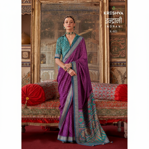 Hermosa ropa de boda, Sari de seda suave de diseñador indio con hermoso diseño de Patola, Sari de boda y fiesta de estilo pakistaní - Product Image 1