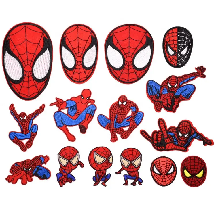 Penjualan Laris Tambalan Spider Man Seri Kartun Bordir dengan Besi Pada Dukungan