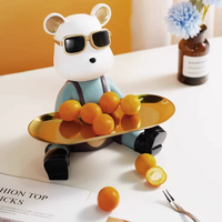 Sculpture d'ours en résine Art Déco, grande décoration de sol pour la maison, plateau décoratif pour salon, cadeau d'anniversaire, de Pâques ou de baptême