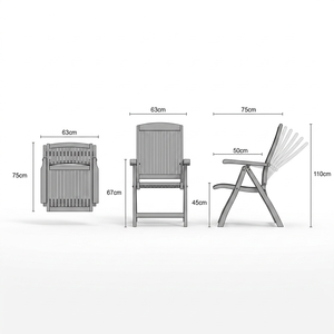 Bali Foldable Reclining Solid Wood <b>Armchair</b> for Garden & Courtyard Outdoor <b>Dining</b> Furniture - Product Image 2