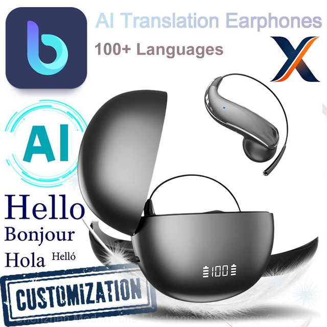 AI YYK-Q110 Waterproof Smart Earphones for Sports with Real-time Translation Digital Display for 5.3 ANC