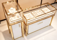 Vitrine à bijoux en acier inoxydable de luxe avec éclairage LED, comptoir d'exposition pour bijouterie, mobilier de magasin, aménagement personnalisé pour salle d'exposition