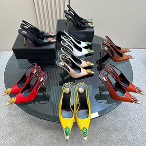 Nouvelles sandales à talons hauts en cuir à bout pointu, style français, ornées de pierres précieuses, design élégant et ultra-luxe - Product Image 1