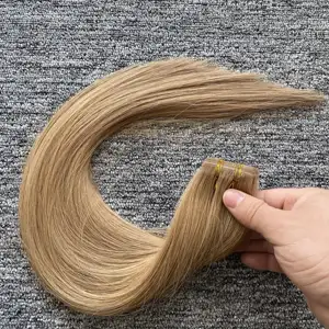 Großhandel natives russisches menschliches Haar Kutikuläres vorgebundenes Haar injiziertes unsichtbares Band in Haarverlängerung 18 Zoll 8A#