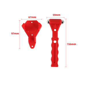 Martillo de Emergencia de 156 mm, Rojo, de Plástico, para Romper Vidrios de Autos, Autobuses y Camiones - Product Image 1