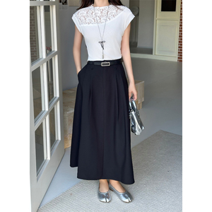 <span class=keywords><strong>Blusa</strong></span> Casual <span class=keywords><strong>Negra</strong></span> <span class=keywords><strong>sin</strong></span> Mangas con <span class=keywords><strong>Cuello</strong></span> Redondo y Ribete de Encaje para Mujer - Product Image 3