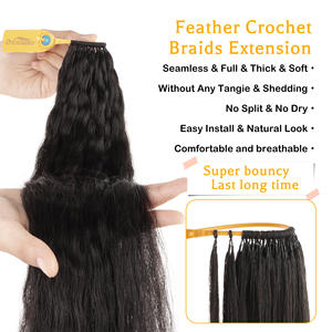 गर्म बिक्री 100 जी पुन: प्रयोज्य पंख क्रॉकेट ब्रेडिंग मानव बाल विस्तार 18 इंच पंख टिप क्रोकेट हेयर एक्सटेंशन किंकी कर्ली - Product Image 6