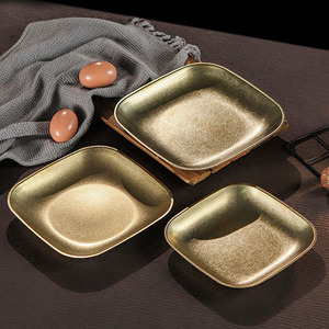 Piastra Vintage in acciaio inossidabile 304 con spessore <span class=keywords><strong>quadrato</strong></span> per Barbecue, piatto da tavola con fondo piatto dorato coreano - Product Image 1
