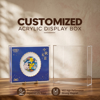 Boîte de présentation en acrylique transparente de qualité supérieure pour la boîte cadeau bleue du Festival de la Mi-Automne, étanche, anti-poussière, protection UV, aimant N52