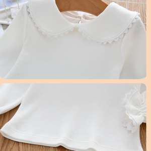 Chemise unie blanche PHB 50354 pour enfants et filles, style col Peter Pan - Product Image 6