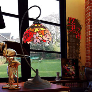 Rose-Themed Rustic Style Table <b>Lamp</b> for Bedroom <b>Bedside</b> & Study for Hotels Creative <b>Glass</b> Decorative <b>Lamps</b> for Ambient Lighting - Product Image 4