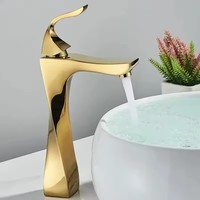 Mélangeur de lavabo moderne à long cou Mitigeur de salle de bain Robinet de lavabo en laiton Mitigeur Simple Griferia Dorada Torneira Alta