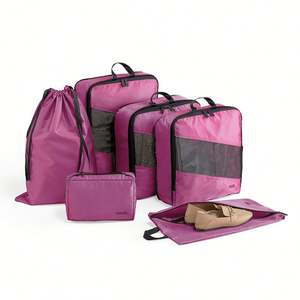 6 pièces de cubes de rangement de voyage matelassés compressibles, sacs de rangement de voyage, organiseurs - Product Image 2