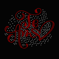 Transfert de strass personnalisé motif amour, thermocollant pour T-shirts