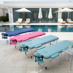 <span class=keywords><strong>Table</strong></span> <span class=keywords><strong>de</strong></span> <span class=keywords><strong>massage</strong></span> pliable portable en aluminium à 2 sections avec rembourrage en éponge – Offre spéciale - Product Image 1