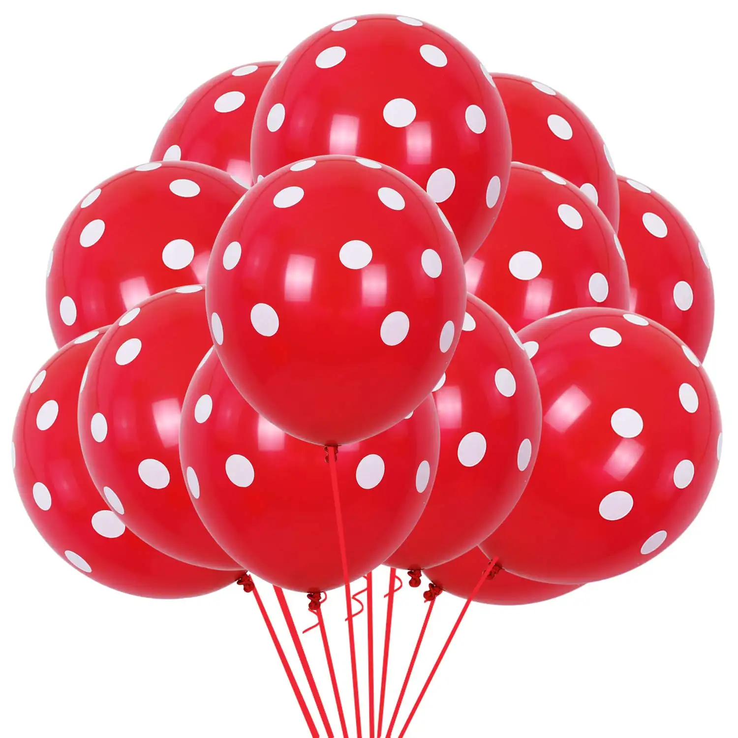 100 Stuks Rode En Witte Stippen Ballonnen 12Inch Grote Polka Dot Latex Feest Aardbei Muis Ballonnen Bruiloft Verjaardag Decor