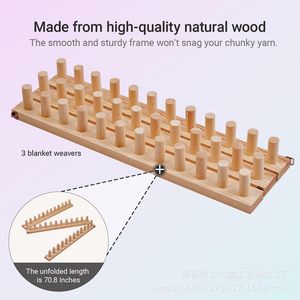 Wooden <b>Loom</b> Kit Foldable Frame Portable Knitting Machine Yarn <b>Weaving</b> Tool For DIY Crafting 12+ Years Natural Wood Color - Product Image 2