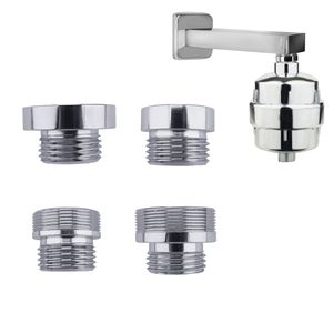 Shower Head Filter Adapter 4 Piece Male Female Connector Chrome Wall Mounting Bathroom Water Softener - Product Image 1