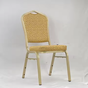 Chaise en alliage d'aluminium de luxe à cadre doré marron de haute qualité siège souple pour chaise de dîner de banquet - Product Image 4