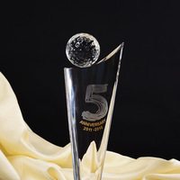 Trofeo de Cristal Personalizado, Creativo, con Grabado Gratuito, Medalla de Premio, Columna de Cinco Lados, Trofeo de Golf al por Mayor para Premios de Torneos