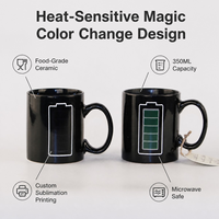 Vente en gros de tasse à changement de couleur magique en céramique de 11oz sensible à la chaleur impression par sublimation photo tasses à lait faites à la main de conception simple