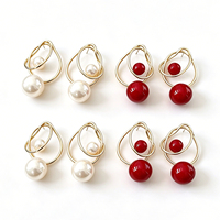 Nouvelles boucles d'oreilles pendantes tendance, plaquées or 18 carats, en alliage de zinc et acier inoxydable, forme cercle, grande perle, accessoire de fête pour femme