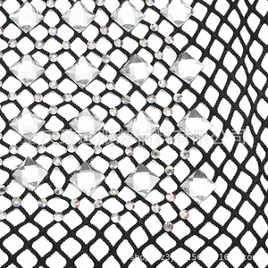 Elastic Mesh Rhinestone Fabric Diamond Shape 16 Facets Stretchable Full Rhinestone <b>Net</b> For Garment Accessories - Product Image 5
