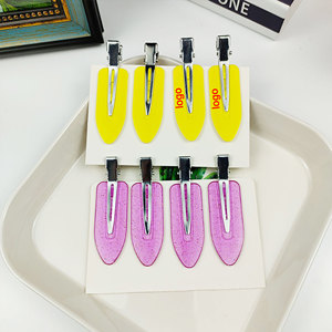 Precio al por mayor colorido sin arrugas Horquillas para el cabello para mujeres Mini pinzas para el cabello crema pegamento horquilla con logotipo personalizado - Product Image 4