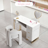 Table de manucure triple moderne de luxe en métal avec collecteur de poussière intégré