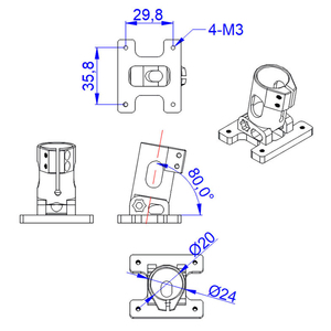 Tube en carbone RJXHobby RJX 20 mm 80 °   Connecteur d'atterrissage en aluminium angulaire pour drones agricoles - Product Image 6