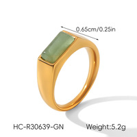 Bague géométrique rétro européenne pour femmes, incrustation de pierres naturelles, acier inoxydable plaqué or, style luxueux subtil