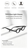 Monture de lunettes optiques ovales rétro de 24g, anti-lumière bleue, polie haute brillance, prête pour la prescription, en TR90