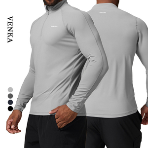Maglietta Sportiva da <span class=keywords><strong>Uomo</strong></span> a <span class=keywords><strong>Maniche</strong></span> Lunghe con Mezza Zip, Abbigliamento Fitness in Poliestere ad Asciugatura Rapida ed Elastico - Product Image 1