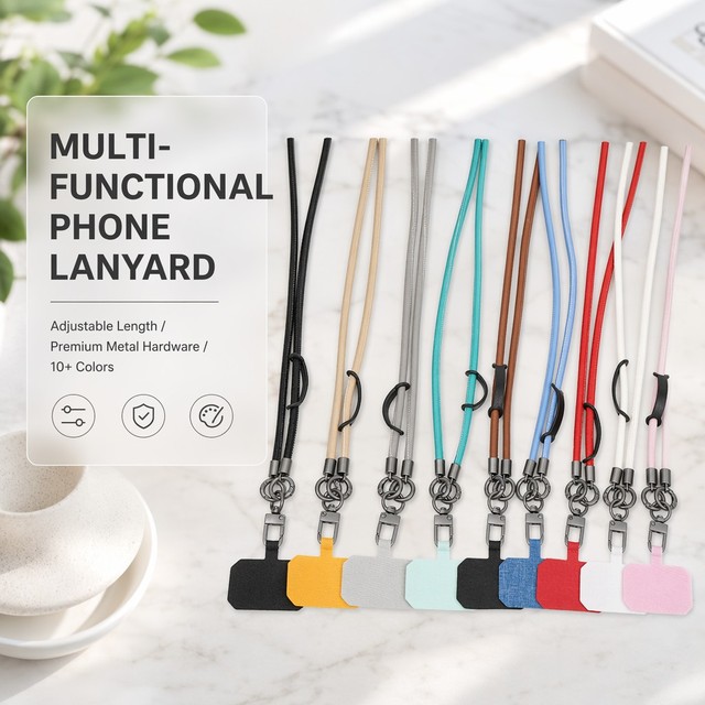 Crossbody Phone Lanyard 6mm Thick Braided Neck Strap With Leather Loop Metal Buckle Anti Lost Mobile Cord for Camera Keychain