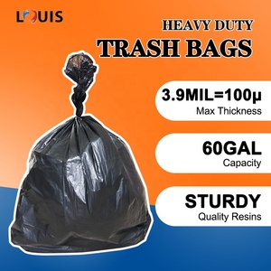 LOUIS Industrial High Strength Contractor Jumbo Heavy Duty Waterproof Can Liner <strong>HDPE</strong> <strong>Garbage</strong> 55-60 Gallon Black Trash <strong>Bags</strong> - Product Image 3