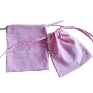 Souvenirs pour les invités de mariage sac pochette à cordon en coton lin
