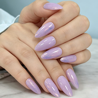 Faux ongles en ABS press-on, pré-dessinés, couleur opale lavande, forme amande moyenne, pour doigts, vente en gros sur mesure