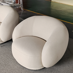 Sofa Ruang Tamu Furnitur Modern Eropa Mewah Kain Campuran Beludru Bulat Santai Berlapis Kain Sofa Chesterfield Melengkung - Product Image 3