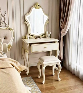 2026 New French Luxury Dressing <b>Table</b> with Light <b>Mirror</b> Bedroom Modern Simple European Princess Style Makeup Desk Cabinet - Product Image 5