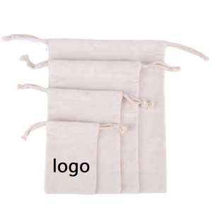 Bolsas de Tela de Muselina Blanca Pequeñas, Orgánicas y Personalizadas, con Cordón, Bolsa de Algodón con Cordón y Logotipo - Product Image 4