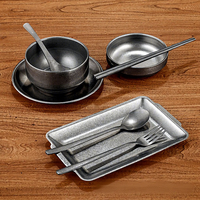 YolecenDirect Supply Vaisselle en acier inoxydable de luxe léger et rétro, ensemble de bols et de plats pour les restaurants de barbecue commerciaux, ancien gobelet à eau