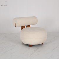 Fauteuil d'appoint moderne de luxe nordique en bouclette pour chambre d'hôtel, salon ou maison, avec structure en bois