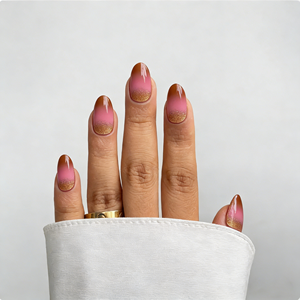 Tendance TikTok : Faux ongles en gel UV sans résine, style français fin, longue tenue, dégradé rose nude, cuivre, or, pailleté, pour l'automne - Product Image 2