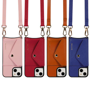 กระเป๋าหนัง Saffiano veagn หรูหรามีช่องใส่บัตรกระเป๋าใส่โทรศัพท์มือถือโลโก้ที่กำหนดเองสำหรับ iPhone 16 15 <span class=keywords><strong>PRO</strong></span> MAX เคสพร้อมสายคล้อง - Product Image 6