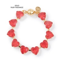 Bracelet tennis en cristal de strass couleur unie dégradée en forme de cœur, style européen et américain, avec fermoir magnétique