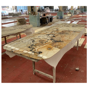 Mesa de comedor de mármol blanco <span class=keywords><strong>Patagonia</strong></span> de lujo, estilo nórdico moderno rectangular con losas de cuarcita para el hogar o el <span class=keywords><strong>restaurante</strong></span> - Product Image 3