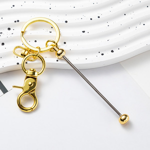 Nueva llegada DIY llavero con cuentas llavero en blanco Beadable llavero de Metal Diy cuentas Cierre de garra bucle llaveros con cuentas llavero Bar - Product Image 5