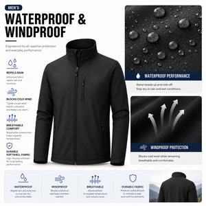 OEM Men 90% Polyester 10% Spandex Softshell <strong>Fleece</strong> <strong>Lined</strong> Men's Windbreaker Windproof Plus Size Sports Outdoor Windbreaker <strong>Jacket</strong> - Product Image 2