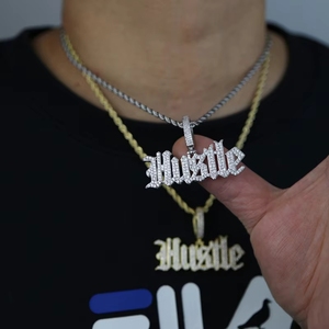 Collar con Colgante Hustle, Listo para Dropshipping, con Circonitas, Joyería para Hombre - Product Image 4